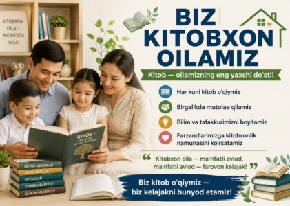 “BIZ — KITOBXON OILAMIZ!” tanlovining viloyat bosqichi bo’lib o’tdi